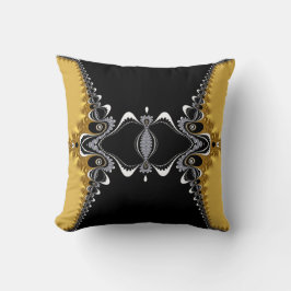 Vinkart guld för Fractal+Svart konst dämpar Kudde