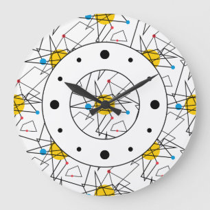 Vinkelformigt geometriskt Retro mönster Stor Klocka