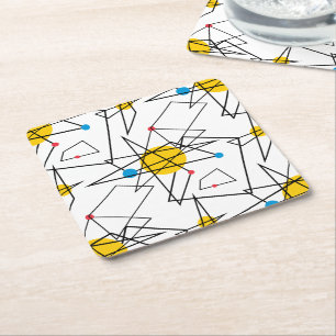 Vinkelformigt geometriskt Retro mönster Underlägg Papper Kvadrat
