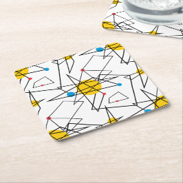 Vinkelgeometrisk retro Mönster Underlägg Papper Kvadrat