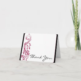 Vinkelhäkta bröllop tack kort med ros ljust rosa f