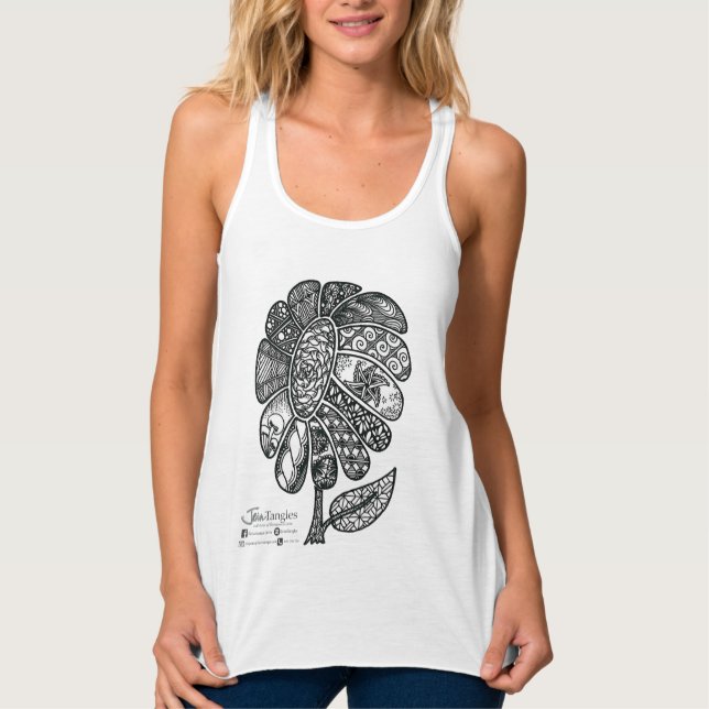 Vinklad blomma linne med racerback  (Framsida)