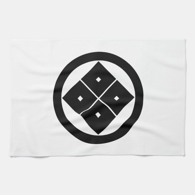 Vinklad fyrkantig öga i cirkel kökshandduk (Horisontell)