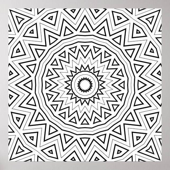 Vinklad Triangel Explosion Mandala Mönster Konst S Poster (Framsidan)