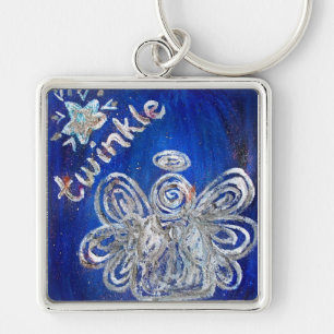 Vinkle Angel Keychain Fyrkantig Silverfärgad Nyckelring