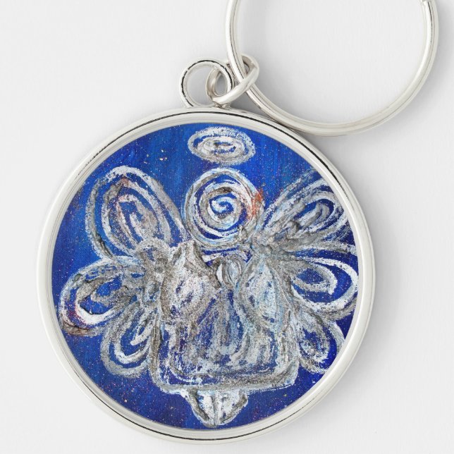 Vinkle Angel Keychain Rund Silverfärgad Nyckelring (Framsidan)