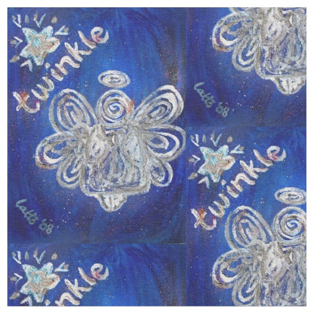 Vinkle Silver Guardian Angel Art Fabric Material Tyg (Närbild)