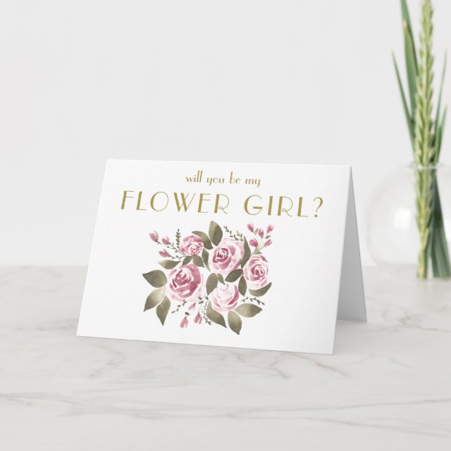 Vinkrans Rosbukett Vill du vara min blomsterflicka Inbjudan (Framsida)