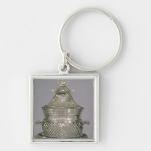 Vinkylare, c.1815-20 fyrkantig silverfärgad nyckelring