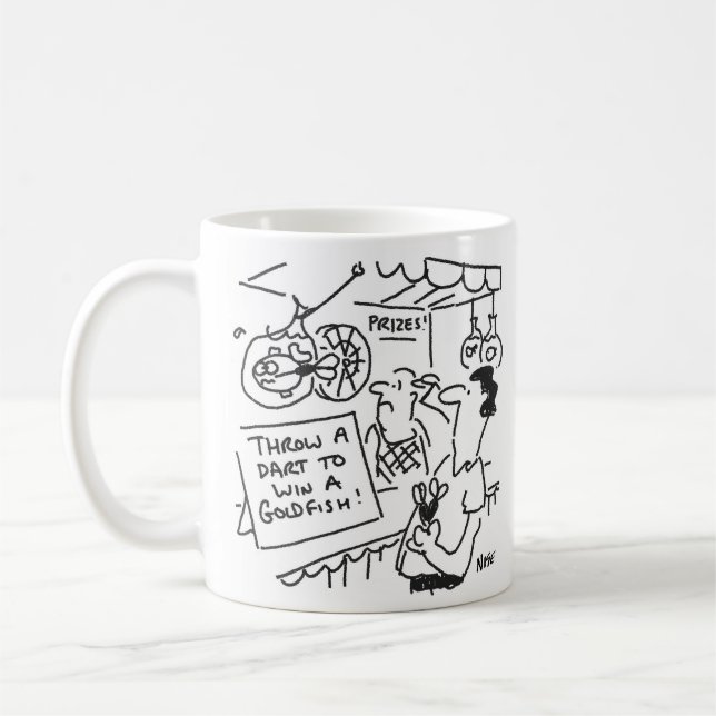 Vinn en Goldfish på mässan - Lustigt Darts Theme Kaffemugg (Vänster)