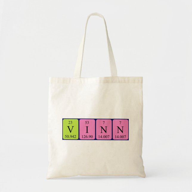 Vinn periodiskt bord namn tote bag tygkasse (Framsidan)
