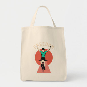 Vinnande cyklist Retro stil frihet Tygkasse