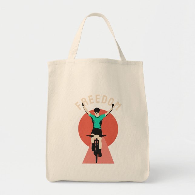 Vinnande cyklist Retro stil frihet Tygkasse (Framsidan)