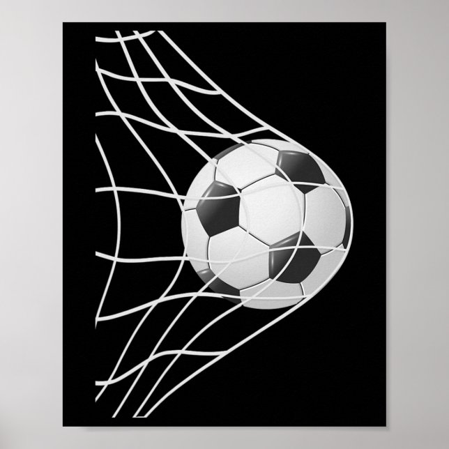 Vinnande mål fotboll boll i nätet, cool fotboll P Poster (Framsidan)
