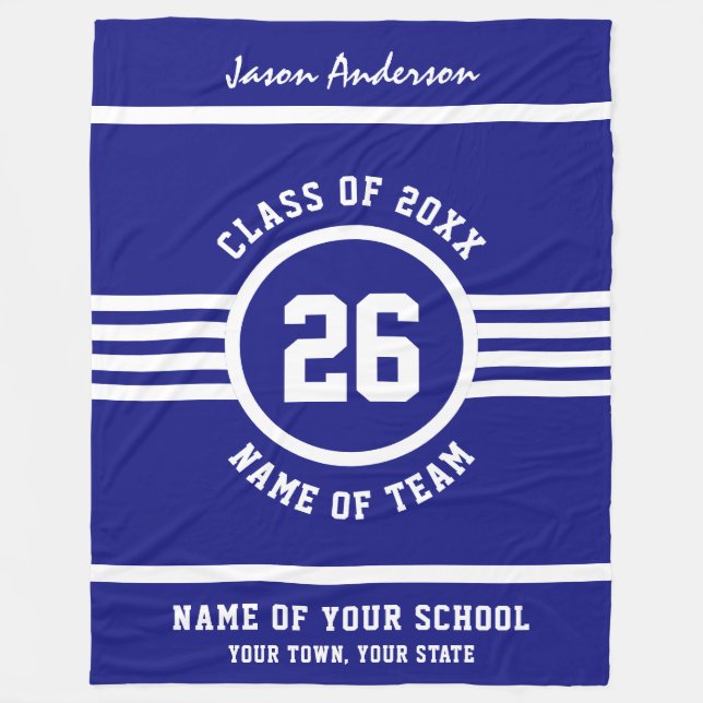 Vinnande modiga idrottsmanblått och beställnings- fleecefilt (Framsidan)