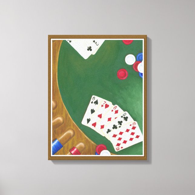 Vinnande Poker Hand sex till tio Canvastryck (Framsida)