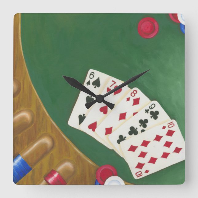 Vinnande Poker Hand sex till tio Fyrkantig Klocka (Framsida)