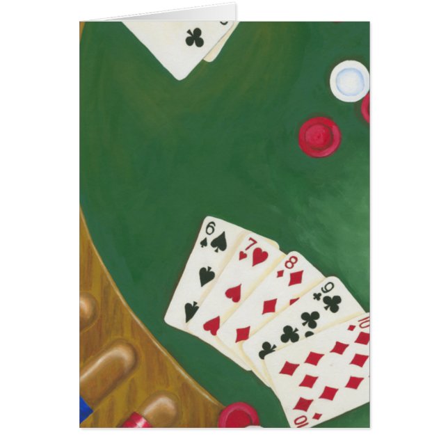 Vinnande Poker Hand sex till tio Hälsningskort (Framsidan)