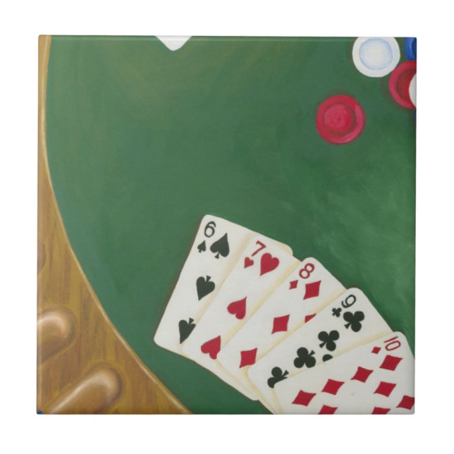 Vinnande Poker Hand sex till tio Kakelplatta (Framsidan)
