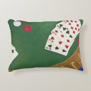 Vinnande Poker Hand sex till tio Prydnadskudde