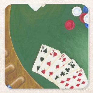 Vinnande Poker Hand sex till tio Underlägg Papper Kvadrat