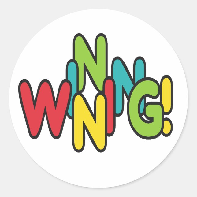 Vinnande! Runt Klistermärke (Framsida)