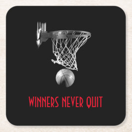 Vinnare avslutar aldrig basket underlägg papper kvadrat