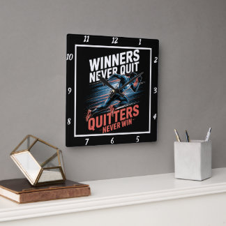 Vinnare avslutar aldrig Springernas motivation Fyrkantig Klocka