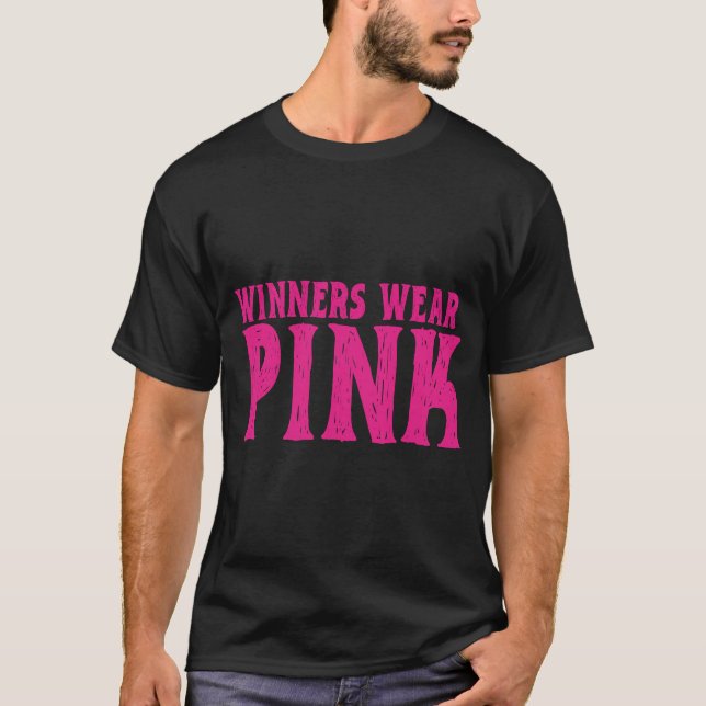 Vinnare Bär Rosa Färg Krig Läger Lag Spel Tävling T Shirt (Framsida)