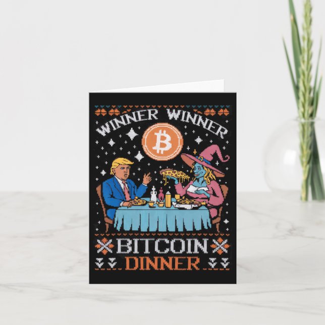 Vinnare Bitcoin Dinner Ugly Trump Julafton Sweat Kort (Framsida)