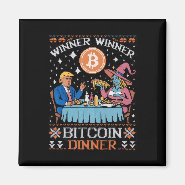 Vinnare Bitcoin Dinner Ugly Trump Julafton Sweat Magnet (Framsidan)