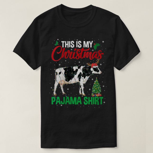 Vinnare det här är min jul Pajama Cow Älskare Sant T Shirt (Design framsida)