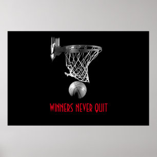 Vinnare Ger Aldrig Upp Basket Poster