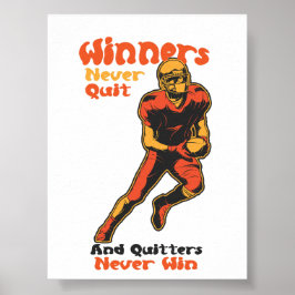 Vinnare Ger Inte Upp Fotboll Motivation Citat Poster