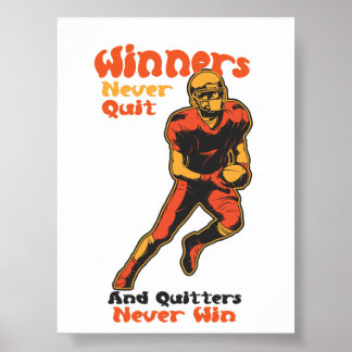 Vinnare Ger Inte Upp Fotboll Motivation Citat Poster