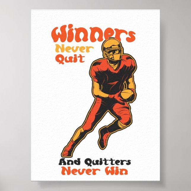 Vinnare Ger Inte Upp Fotboll Motivation Citat Poster (Framsidan)