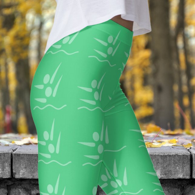 Vinnare i fetstilt Grönt Synchronized Swimming Mön Leggings (Womens Synchronised Swimming on Sea Green)