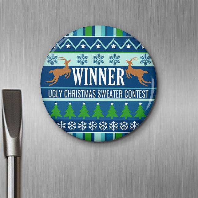 Vinnare i Tävling, Uganda, novelty Magnet (Personalized Fridge Magnet - Party Favor - Ugly Christmas Sweater Winner)