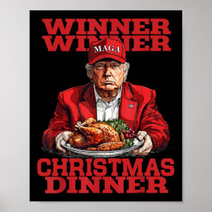 Vinnare Jul Middag Tomte Trump Xmas Tack Poster