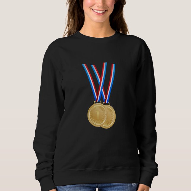 Vinnare och Champions - Lena Guld-medaljer T Shirt (Framsida)