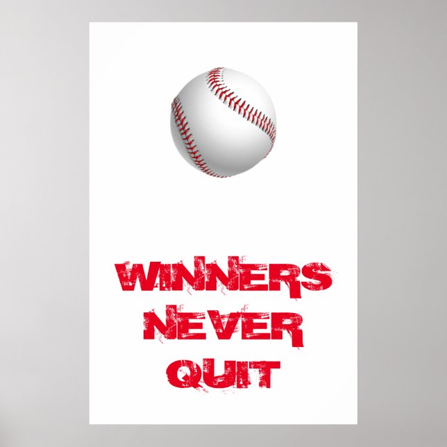 Vinnare slutar aldrig med inspirationell basket poster (Framsidan)