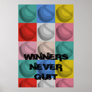 Vinnare slutar aldrig med inspirationell basket poster