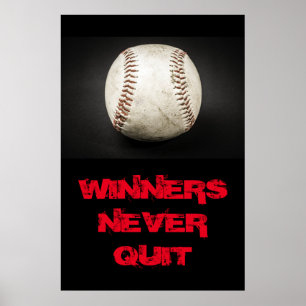 Vinnare slutar aldrig med inspirationsbaseboll poster