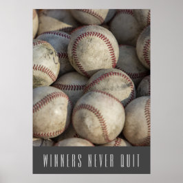 Vinnare slutar aldrig med inspirationsbaseboll poster