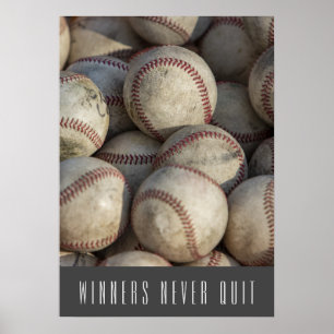 Vinnare slutar aldrig med inspirationsbaseboll poster