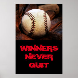 Vinnare slutar aldrig med inspirationsbaseboll poster