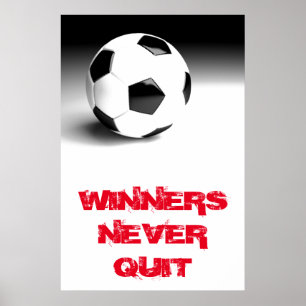 Vinnare slutar aldrig med inspirerande fotboll poster