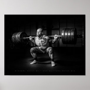 Vinnare slutar aldrig Motiveringell Gym Poster
