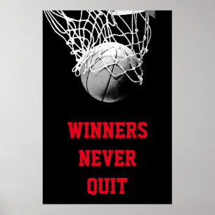 Vinnare slutar aldrig Poster Achievement Basketbal