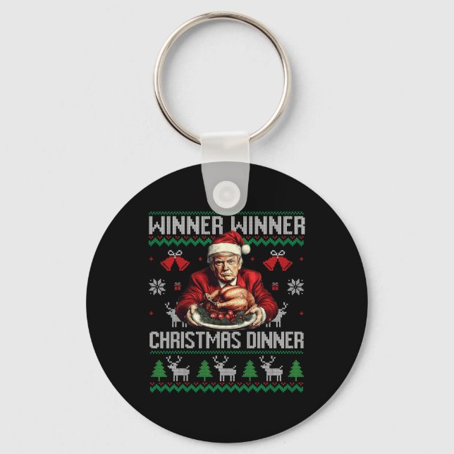 Vinnare Vinnare Juldagen Santa Trump Ugly Sw Nyckelring (Framsida)